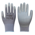 13 Gauge Gray Polyester Nylon Gray PU Dip Best Anti Static Gloves For PC Building